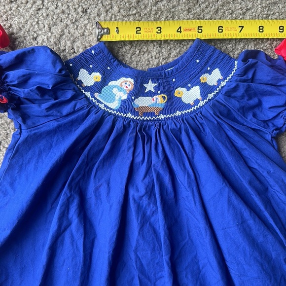 Vibrant Blue Dress with Angel Embroidery - Picture 6 of 10